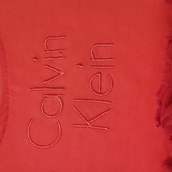 Calvin Klein Red Eyelet dress buttons and snaps designer ruffle - Picture 2 of 7